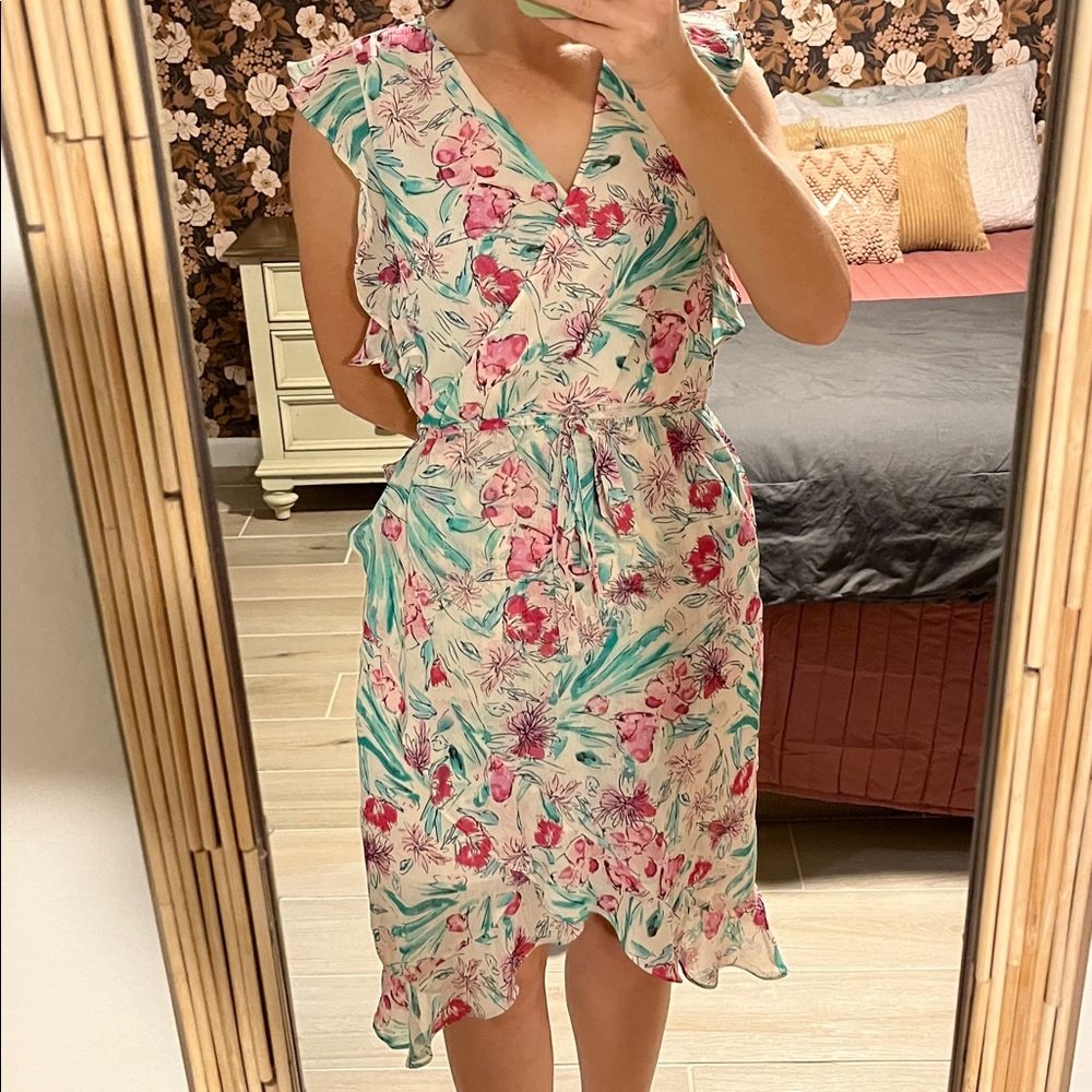 a new day Teal and Pink Floral Dress